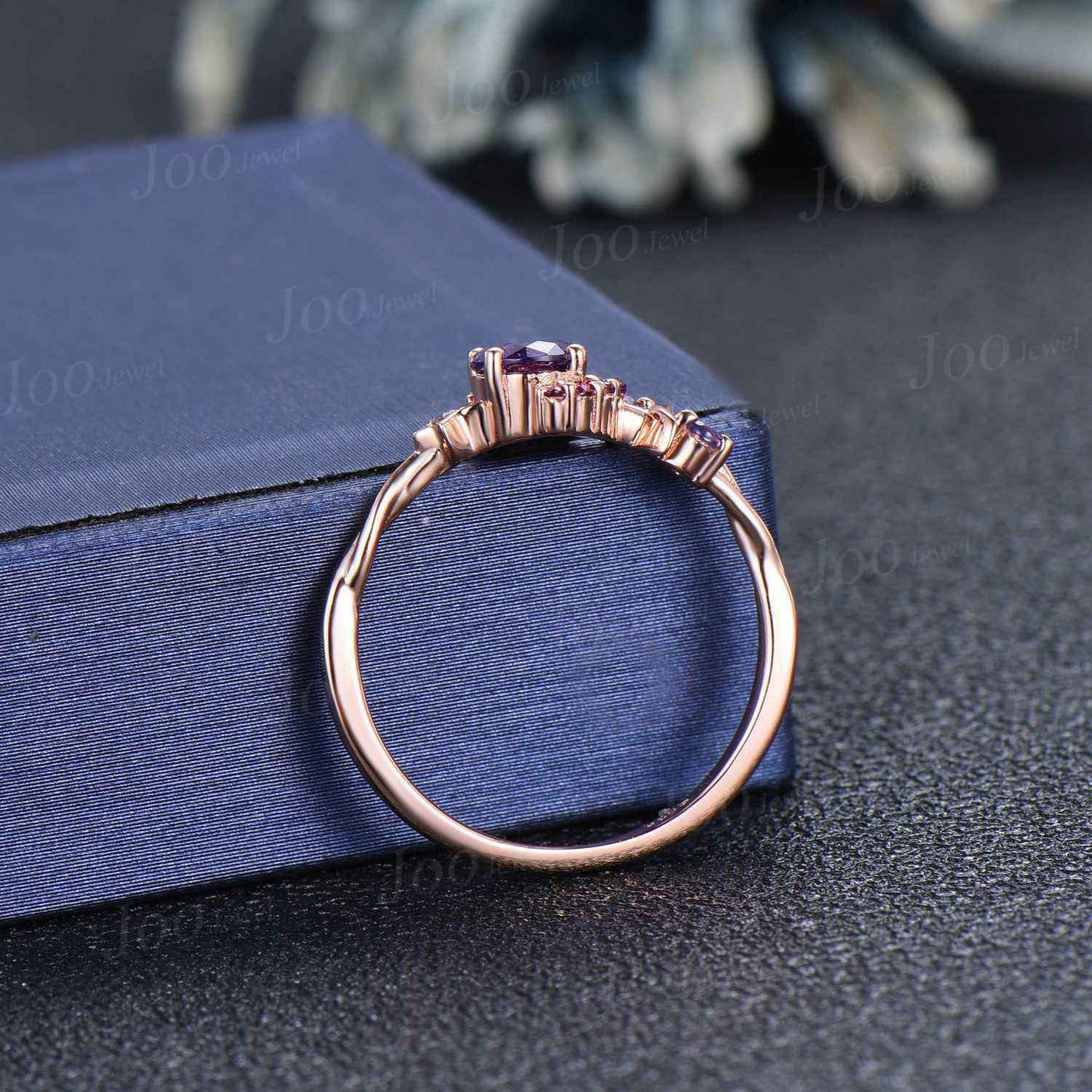 Round Ruby Amethyst Cluster Wedding Ring Moon Star Amethyst Promise Ring February Birthstone Jewelry Gifts Women Unique Asymmetrical Rings