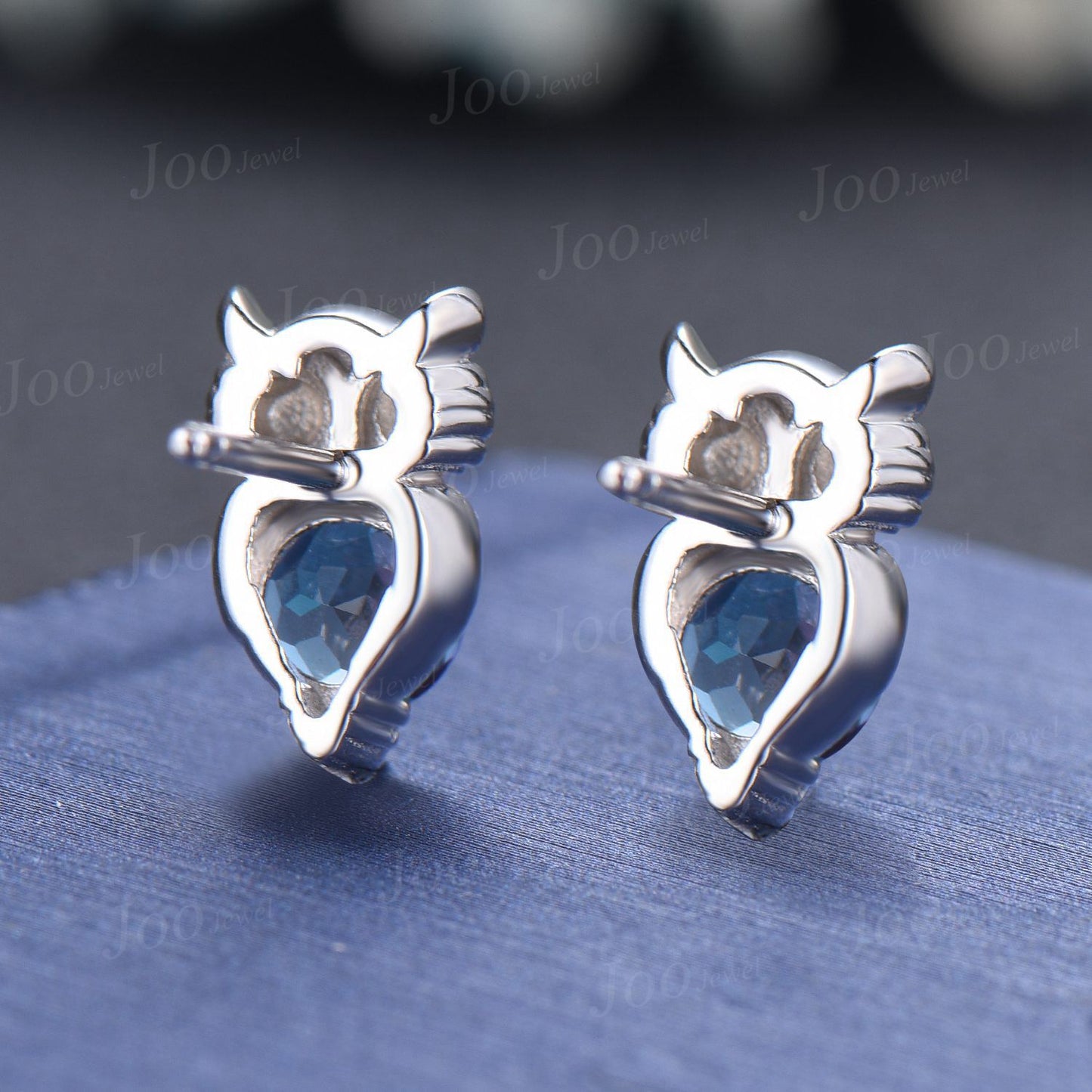 Cute Owl Alexandrite Stud Earrings Sterling Silver Round Color-Change Alexandrite Hypoallergenic Earrings Animal Inspired Gemstone Jewelry