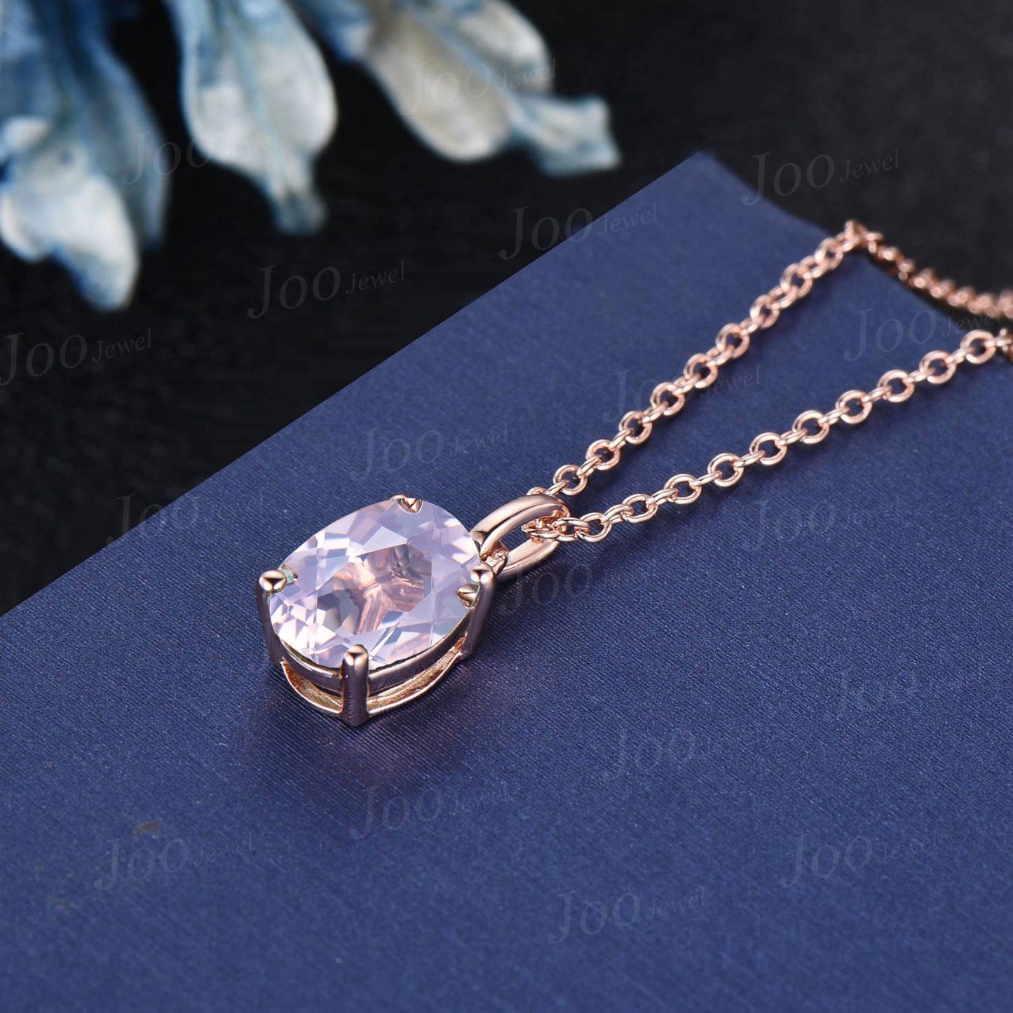 Natural Oval Lavender Amethyst Necklace Solid 14k/18k Rose Gold Vintage Personalized Crystal Wedding Pendant Anniversary Gifts For Women