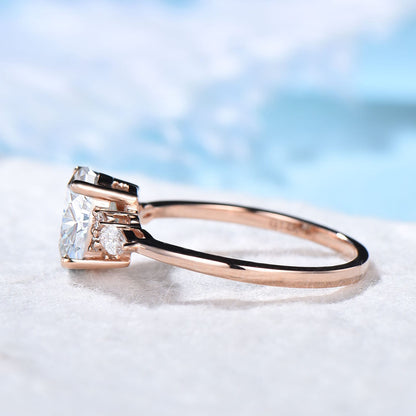 1.5CT Oval Cut Lab Grown Diamond Engagement Ring with IGI Certificate 10K Rose Gold Proposal Ring Unique Bridal Anniversary Gifts for Women