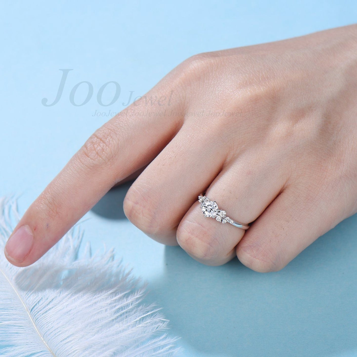 Round Cut Lab Grown Diamond Engagement Ring with IGI Certificate Unique Snowdrift Cluster Diamond Bridal Proposal Rings Personalized Gifts
