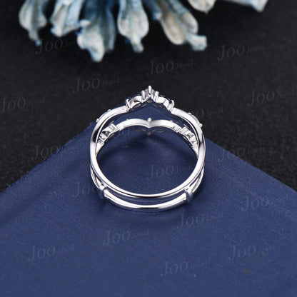 Double Curved Moonstone Blue Sapphire Contour Wedding Band Sterling Silver Enhancer Stacking Matching Nesting Band Jacket Anniversary Gifts