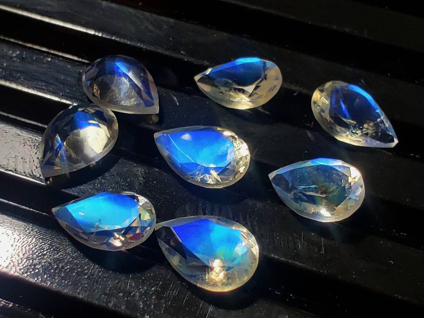 Teardrop Cut Natural Moonstone Butterfly Wedding Ring Vintage 14K White Gold Leaf Vine Twisted Opal Band June Birthstone Gifts For Women