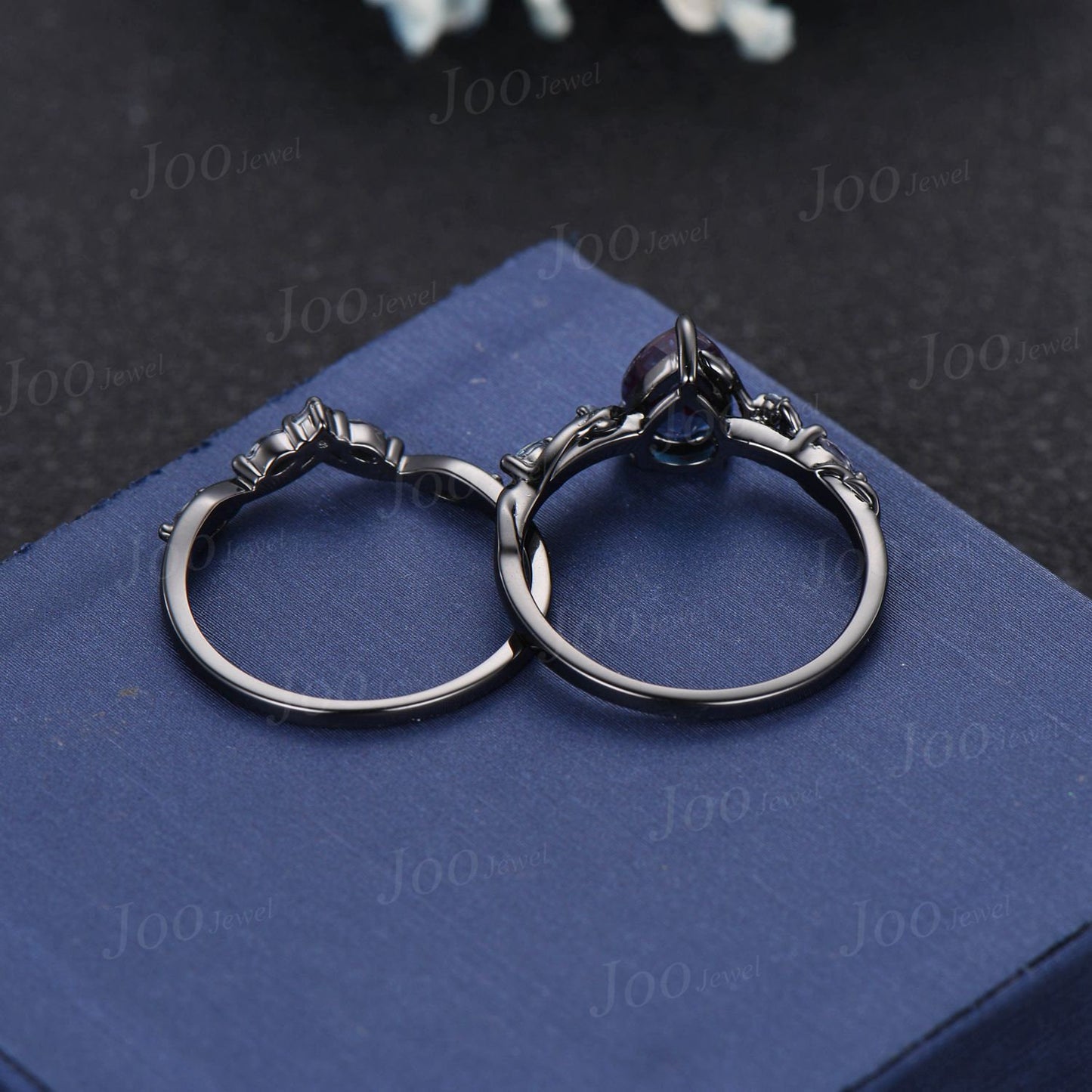 1.25ct Pear Cut Natural Moonstone Pearl Wedding Ring Nature Inspired Moonstone Bridal Ring Unique June Birthstone Birthday Gifts for Women