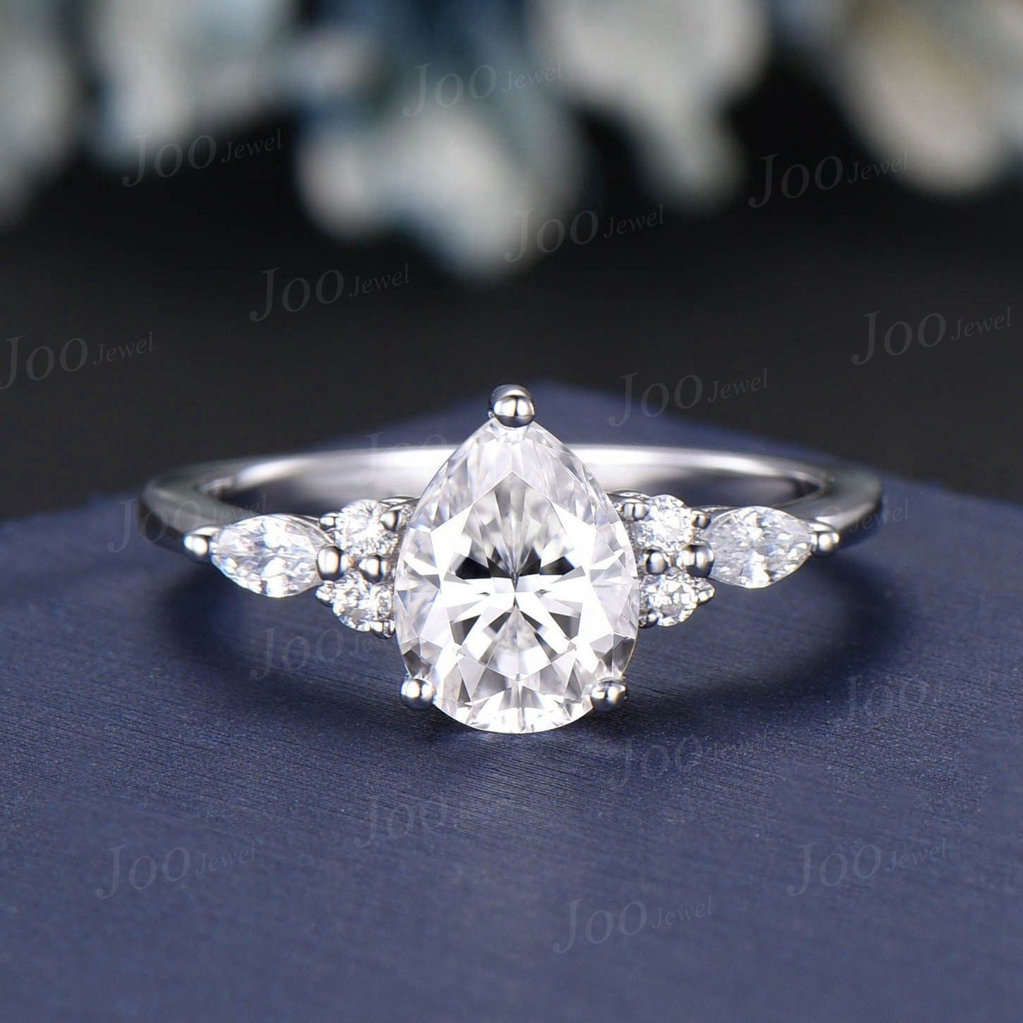 Pear Lab Grown Diamond Engagement Ring Set With IGI Certificate Vintage Diamond Ring Set Marquise Moissanite Ring Unique Diamond Bridal Set