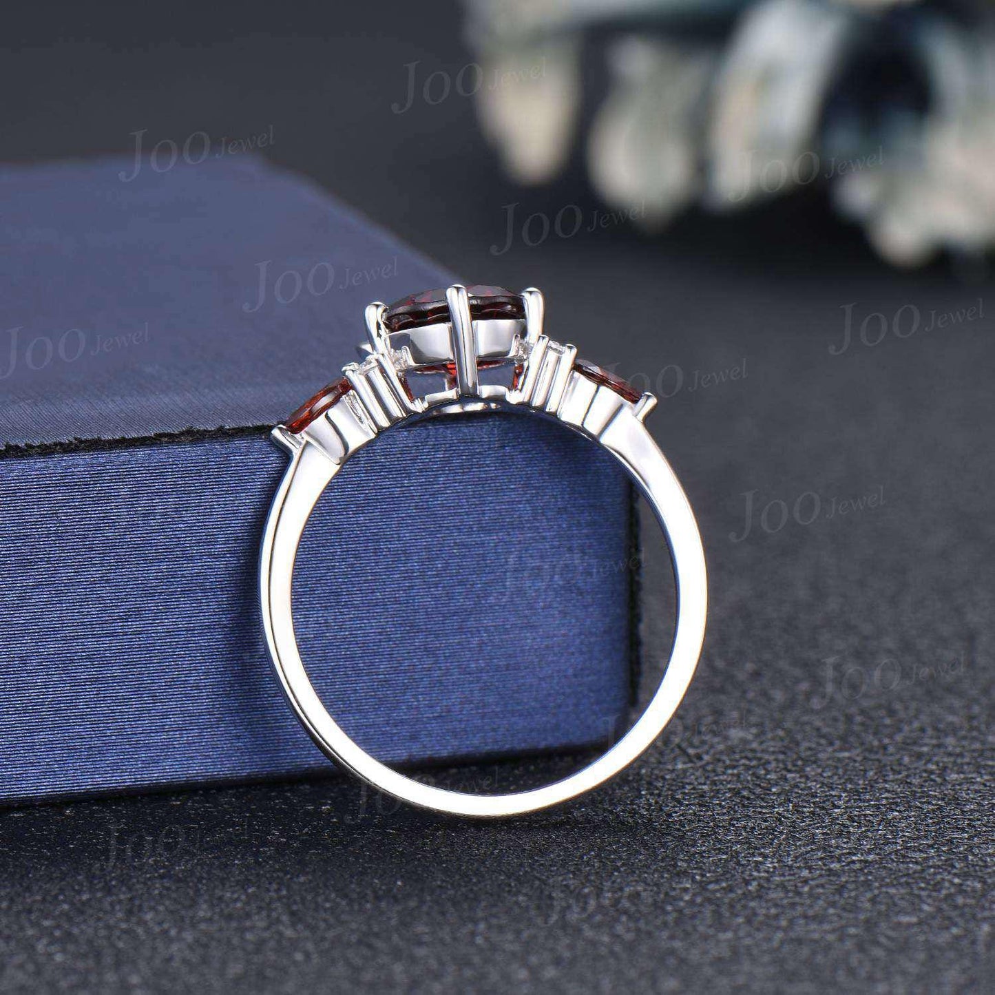 Cat Engagement Ring Vintage 1.2ct Round Cut Natural Garnet Wedding Ring Cat Cut Red Promise Ring Peekaboo Kitten Jewelry Gifts for Cat Lover