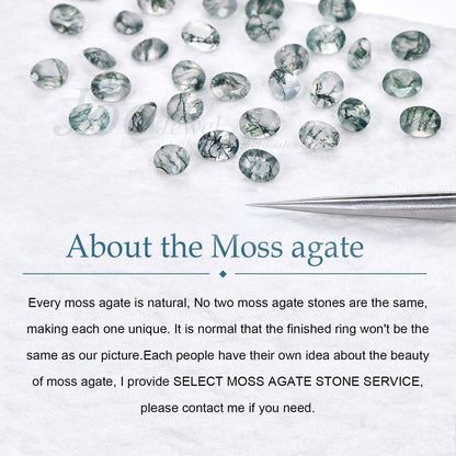 Natural Green Moss Agate Emerald Leaf Couples Ring Set- His and Hers Wedding Band-Yellow Gold Vermeil/Tungsten Matching Unique Promise Rings