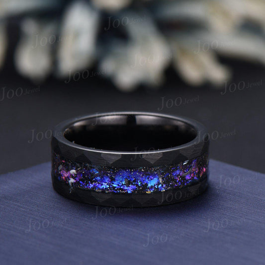 8mm Mens Black Tungsten No-Fading Promise Ring Wedding Band Orion Nebula Galaxy Engagement Ring Comfort-Fit Band for Men Outer Space Ring