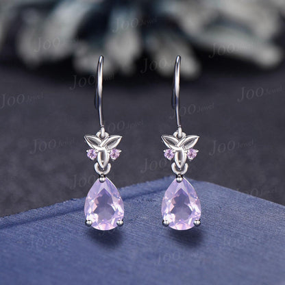 Natural Lavender Amethyst Hook Earrings Necklace Set Sterling Silver Pear Lavender Amethyst Celtic Trinity Knot Earrings Pendant for Women