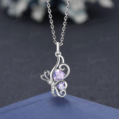 Lavender Amethyst Butterfly Necklace ¨C Sterling Silver Pendant ¨C February Birthstone Jewelry ¨C Dainty Nature Inspired Gift for Mom Daughter