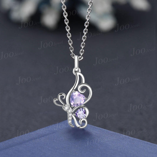 Lavender Amethyst Butterfly Necklace ¨C Sterling Silver Pendant ¨C February Birthstone Jewelry ¨C Dainty Nature Inspired Gift for Mom Daughter