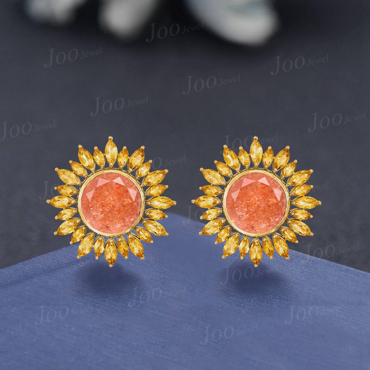 Sunflower Necklace| Healing Stone| Natural Sunstone Citrine Necklace in 9K Gold | Sunstone Halo Citrine Pendant |Birthday Gifts for Daughter