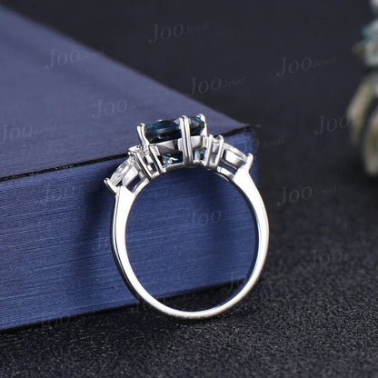 1.2ct Round Cut Natural London Blue Topaz Cat Wedding Ring Sterling Silver December Birthstone Birthday Jewelry Gift for Cat Lover/Daughter