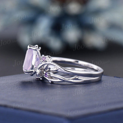 1.25ct Pear Cut Natural Lavender Amethyst Engagement Ring Sterling Silver Leaf Vine Amethyst Promise Ring for Women Romantic Proposal Rings