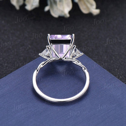 8ct Emerald Cut Natural Lavender Amethyst Diamond Engagement Ring Large Lavender Amethyst Cocktail Ring Unique Bridal Proposal Ring Women