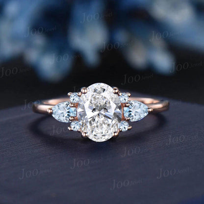 1.5CT Oval Lab Grown Diamond Engagement Ring with IGI Certificate 10K Rose Gold Sparkling Diamond Proposal Ring Unique Bridal Ring for Women