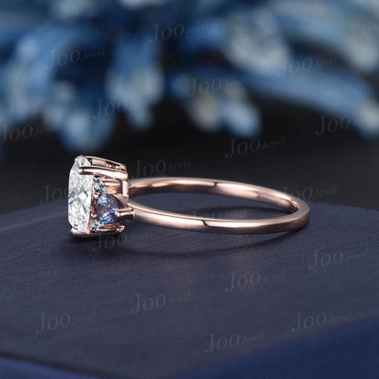 1.5CT Oval Lab Grown Diamond Engagement Ring with IGI Certificate 10K Rose Gold Sparkling Diamond Proposal Ring Unique Bridal Ring for Women