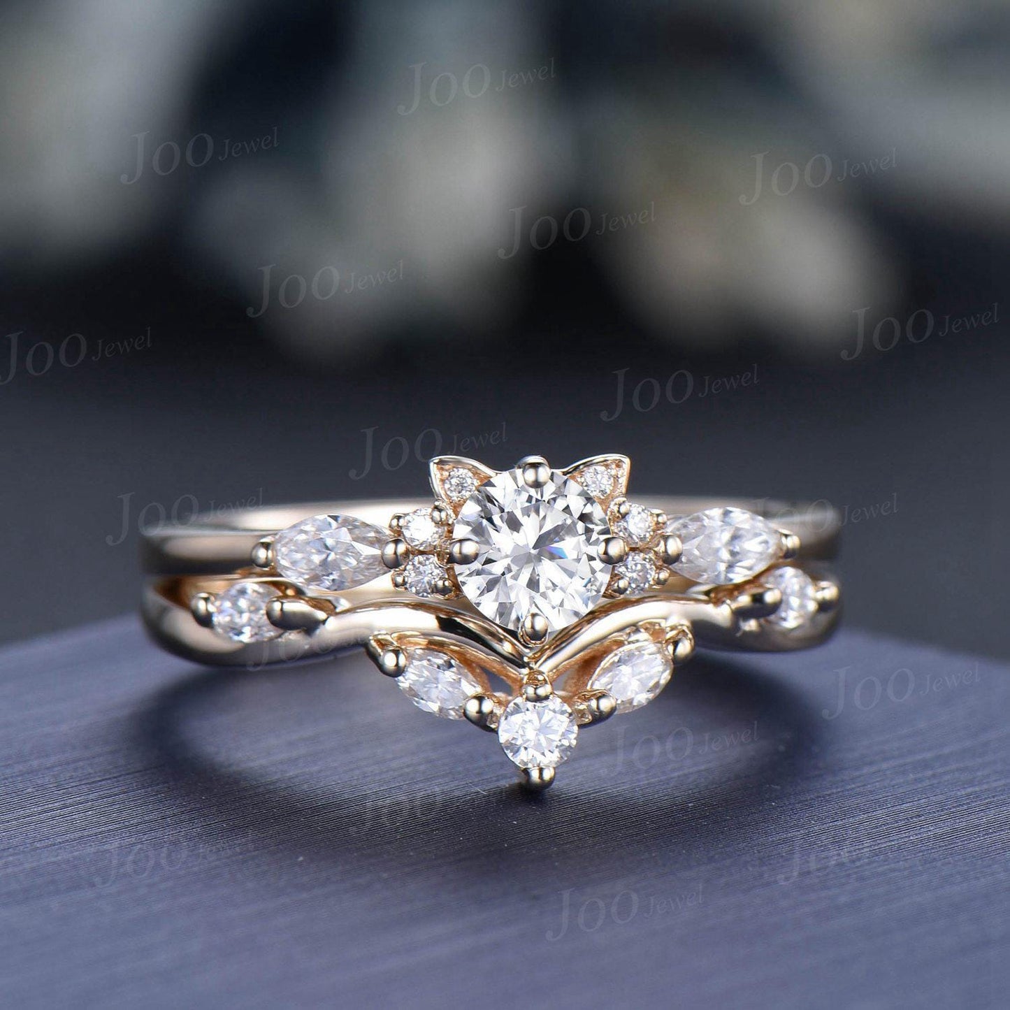 4mm Brilliant Diamond Dainty Engagement Ring 14K Gold Round Cut Lab Grown Diamond Cat Wedding Ring for Her Unique Proposal/Anniversary Rings