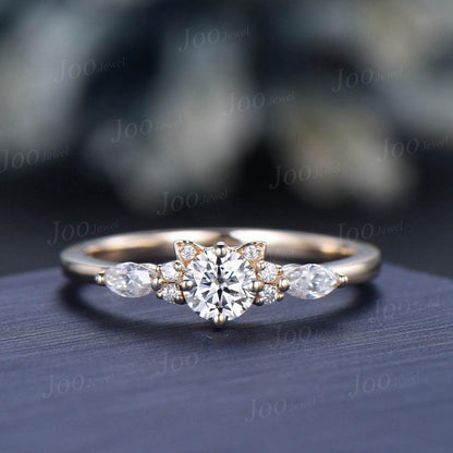 4mm Brilliant Diamond Dainty Engagement Ring 14K Gold Round Cut Lab Grown Diamond Cat Wedding Ring for Her Unique Proposal/Anniversary Rings