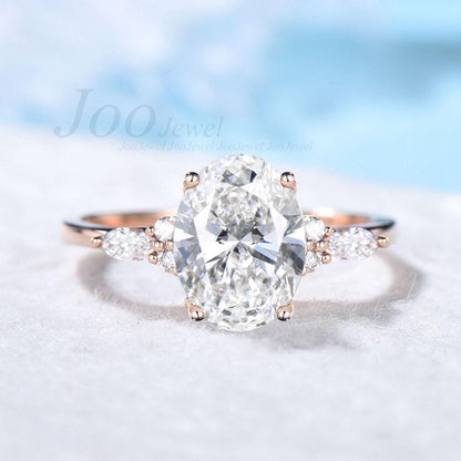 1.5CT Oval Cut Lab Grown Diamond Engagement Ring with IGI Certificate 10K Rose Gold Proposal Ring Unique Bridal Anniversary Gifts for Women