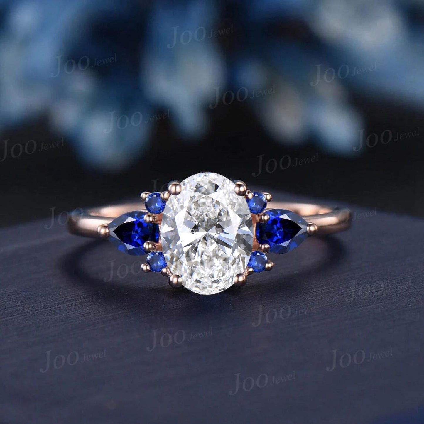 1.5CT Oval Lab Grown Diamond Engagement Ring with IGI Certificate 10K Rose Gold Sparkling Diamond Proposal Ring Unique Bridal Ring for Women