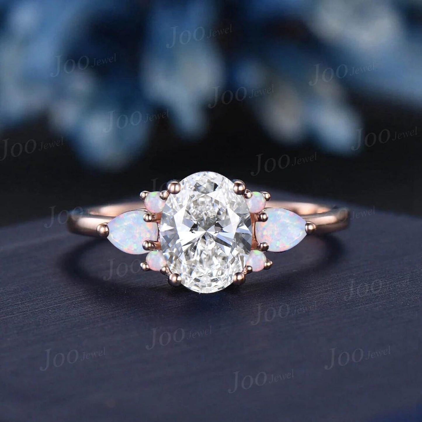 1.5CT Oval Lab Grown Diamond Engagement Ring with IGI Certificate 10K Rose Gold Sparkling Diamond Proposal Ring Unique Bridal Ring for Women