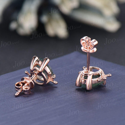 1.25ct Pear Cut Natural Moss Agate Frog Earrings | Nature-Inspired Frog Studs | Unique Amphibian Jewelry Gift for Women| Moss Agate Earrings