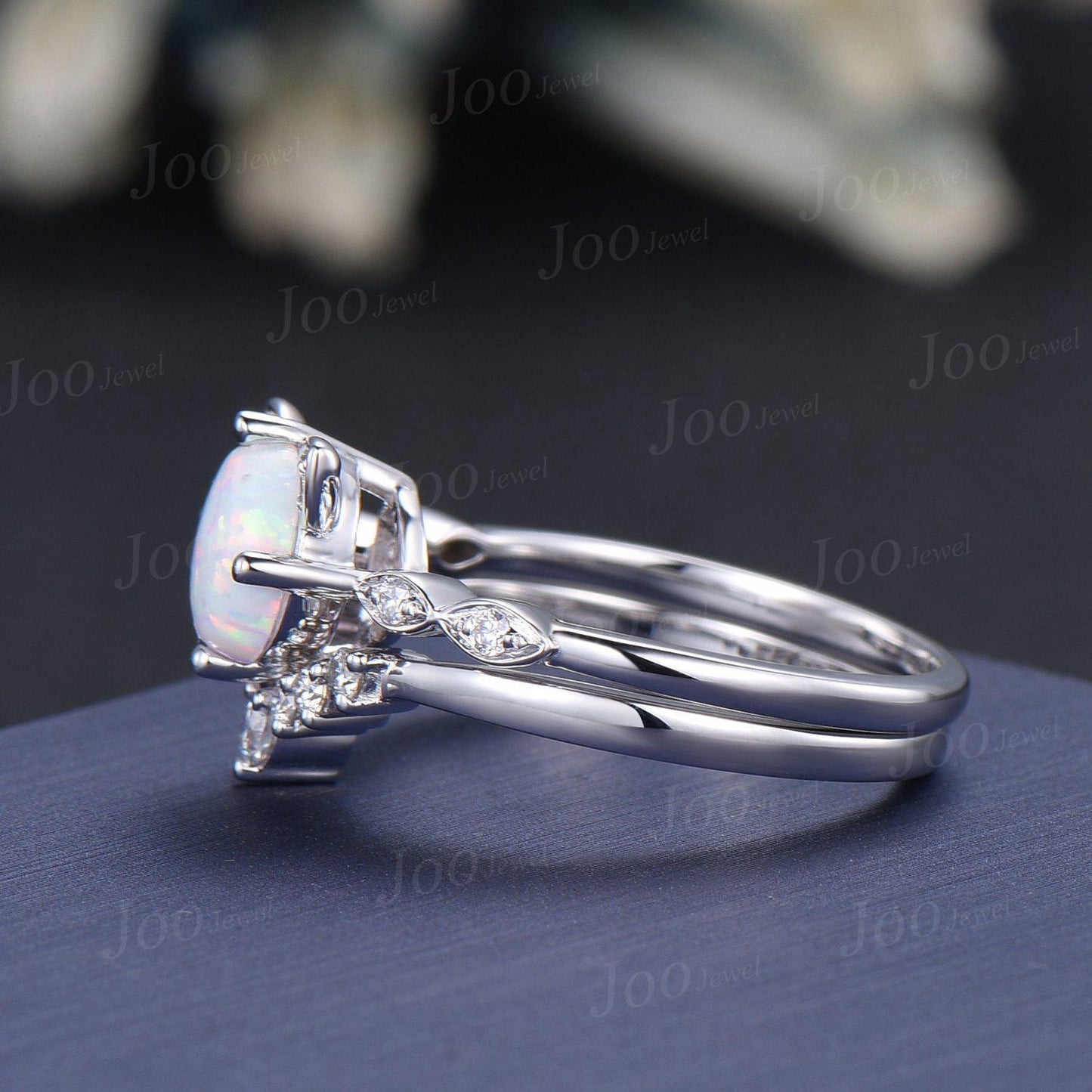 Vintage Round Cut Opal Moissanite Cat Promise Ring Peekaboo Kitten Cat Wedding Ring Unique Custom Personalized Birthday Gifts for Cat Lover