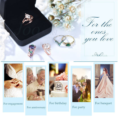 7mm Princess Cut Natural Aquamarine Diamond Wedding Ring March Birthstone Birthday Gift 14K White Gold Split Shank Cluster Star Promise Ring