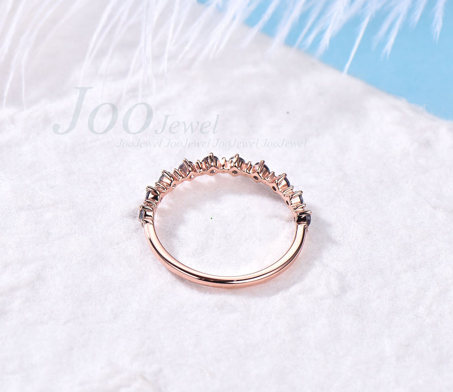 Alexandrite wedding band Alexandrite ring for women vintage rose gold silver ring half eternity diamond ring Personalized anniversary ring