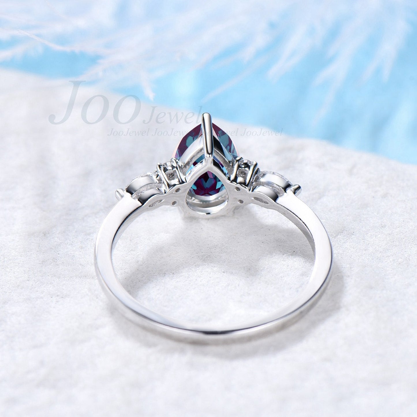 Alexandrite Ring 925 Sterling Silver Pear Wedding Bridal Ring June Birthstone Color Changing Ring Anniversary Jewelry Gemstone Ring Dainty