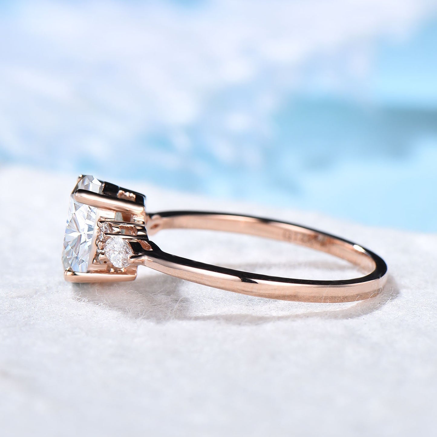 Pear Wedding Ring 1.25ct Dainty Moissanite Engagement Ring April Birthstone Cluster Moissanite Diamond Ring Anniversary Gift for Women Wife