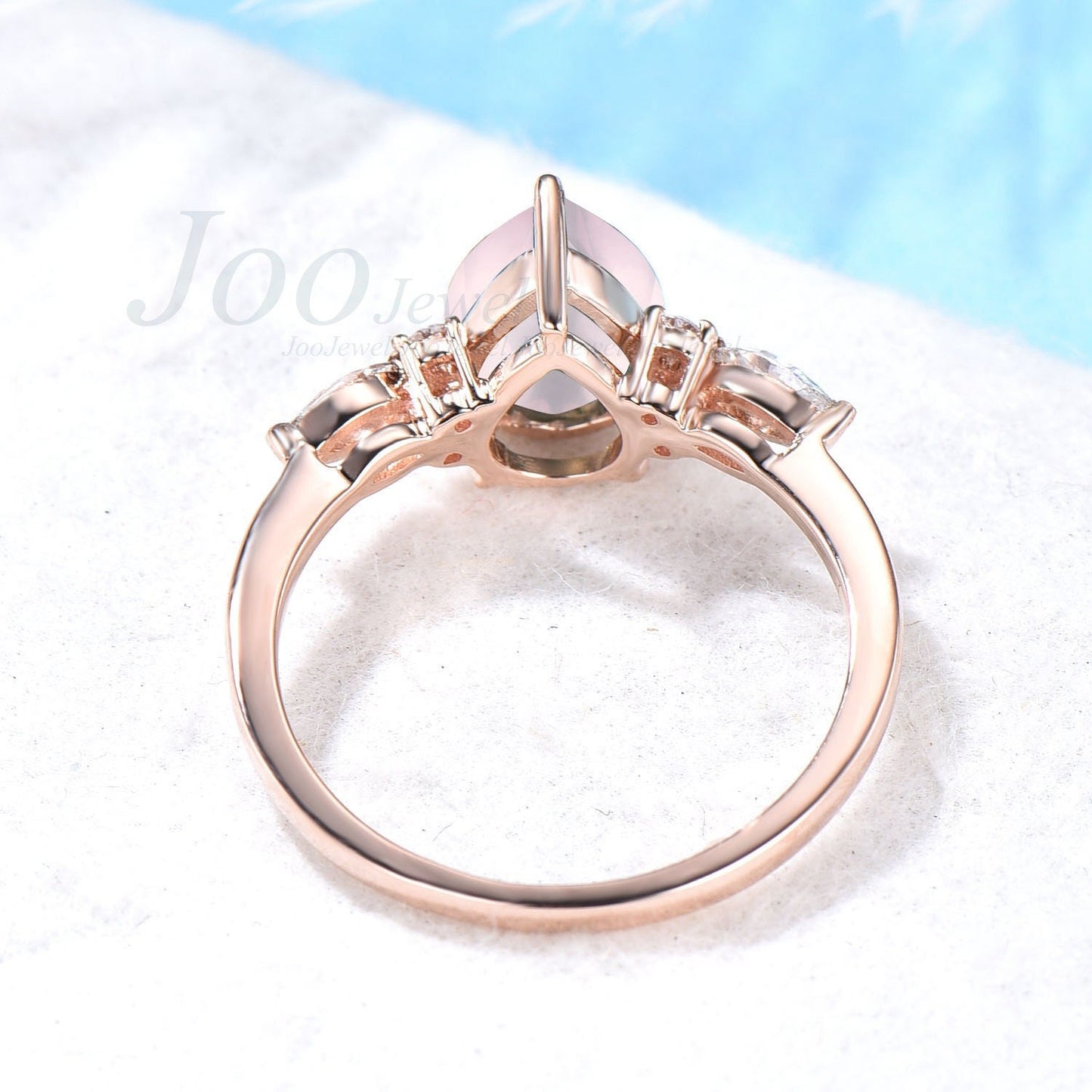 Natural Rose Quartz Ring Pear Pink Gemstone Promise Ring 1.25ct Real Crystal Healing Ring Sterling Silver Engagement Anniversary Ring Women