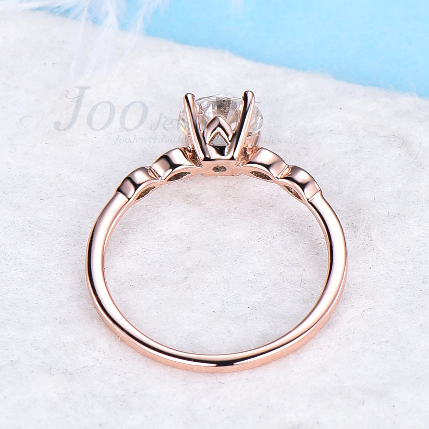 1ct Round Cut Moissanite Engagement Rings Milgrain Ring 6.5mm Prong Setting Diamond Wedding Promise Ring for Women Sterling Silver Ring