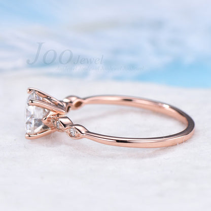 1ct Round Cut Moissanite Engagement Rings Milgrain Ring 6.5mm Prong Setting Diamond Wedding Promise Ring for Women Sterling Silver Ring