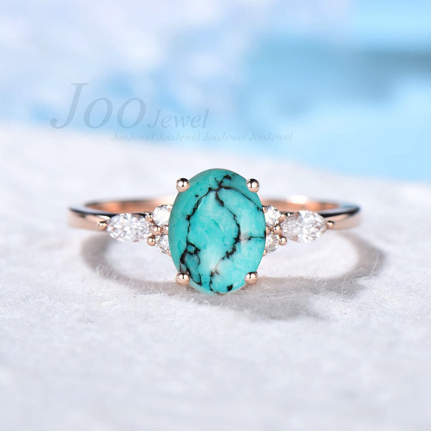 Oval Turquoise Engagement Ring Women Boho Style Sterling Silver Antique Turquoise Ring December Birthstone Ring Turquoise Gemstone Jewelry