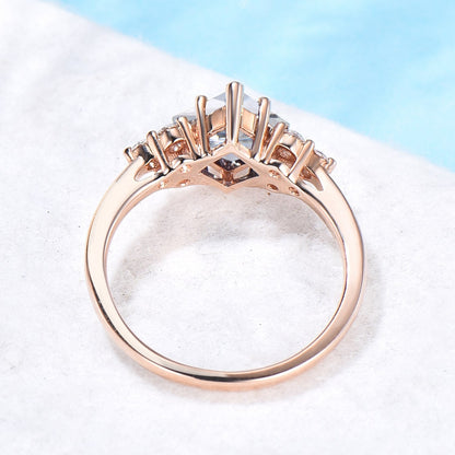 2ct Princess Cut Moissanite Engagement Rings Rose Gold Moissanite Diamond Cluster Wedding Ring Bridal Anniversary Promise Ring Gift for Her