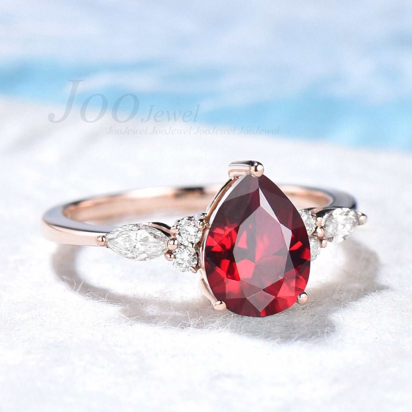 Vintage Pear Shaped Ruby Engagement Ring Sterling Silver 1.25ct Ruby Bridal Wedding ring Anniversary Gift For Her July Birthstone Jewelry