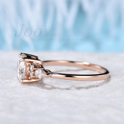 7MM Round Cut Moissanite Engagement Ring Sterling Silver/Rose Gold Simple Moissanite Promise Ring Round Diamond Wedding Ring Gift for Her