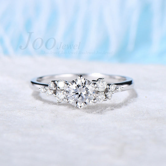 0.5ct Round Moissanite Engagement Ring Unique Snowdrift Diamond Ring Moissanite Promise Ring Bridal Proposal Rings Personalized Gift for Her