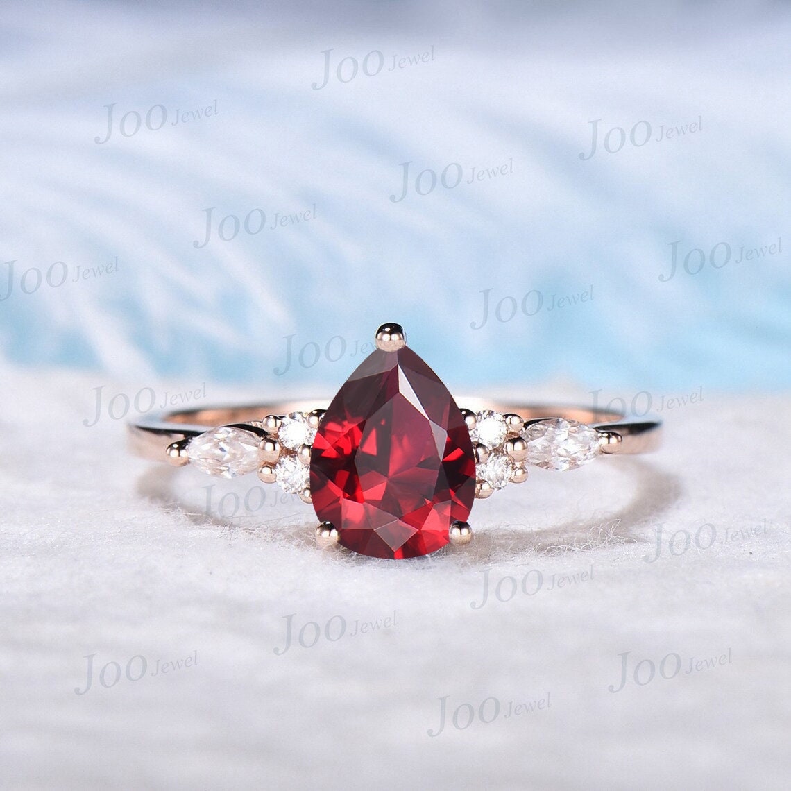 Vintage Pear Shaped Ruby Engagement Ring Sterling Silver 1.25ct Ruby Bridal Wedding ring Anniversary Gift For Her July Birthstone Jewelry