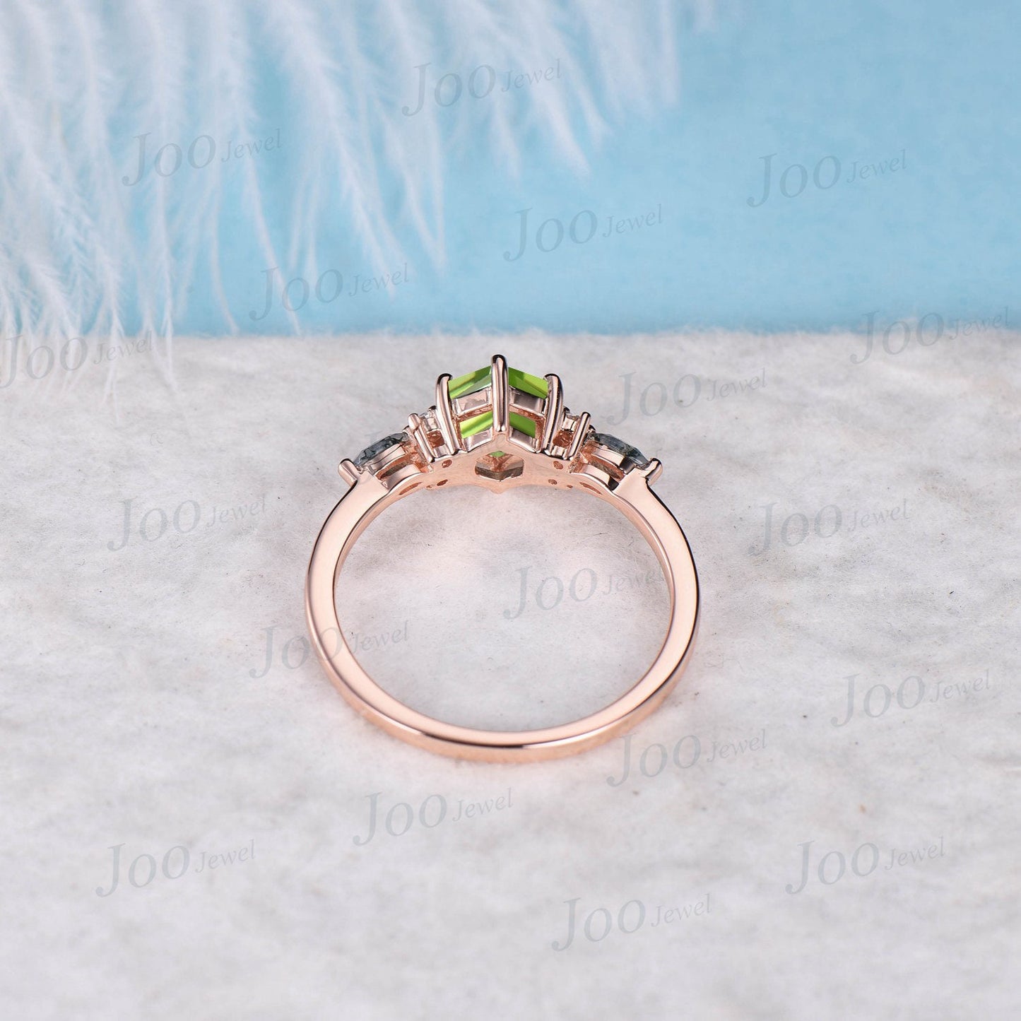 1ct Hexagon Natural Peridot Ring Green Engagement Rings Rose Gold Moissanite Peridot Wedding Ring August Birthstone Jewelry Birthday Gifts