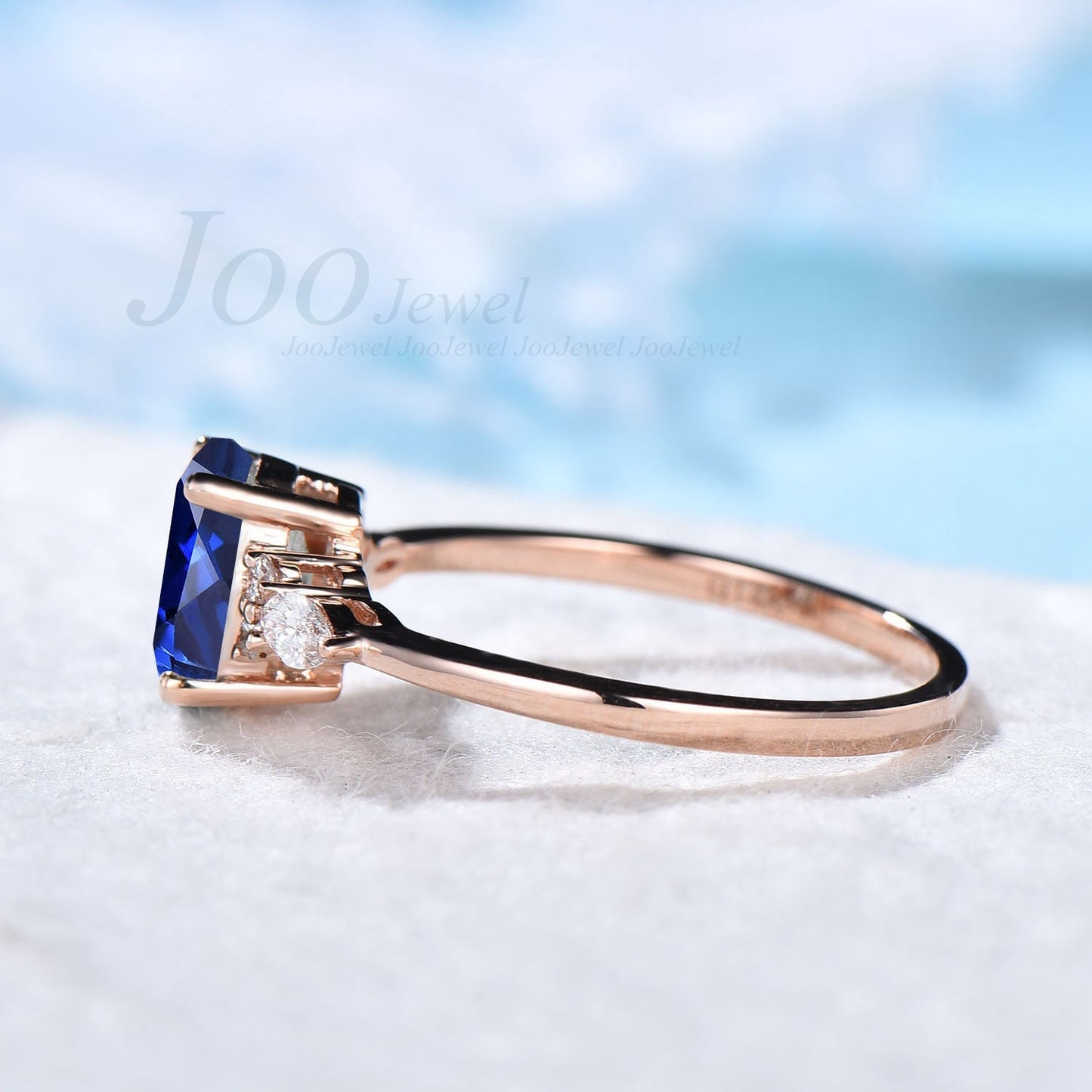 Oval Cut 1.5ct Blue Sapphire Ring Vintage Sterling Silver Blue Engagement Ring Unique Anniversary Ring September Birthstone Birthday Gift