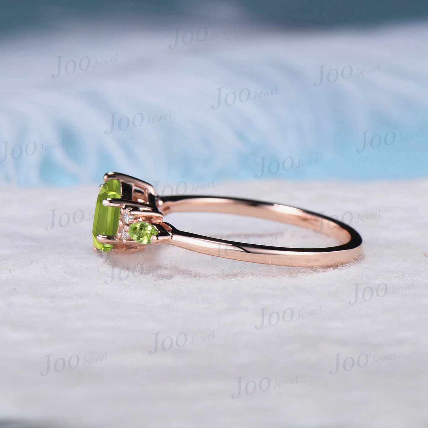 1ct Hexagon Natural Peridot Ring Green Engagement Rings Rose Gold Moissanite Peridot Wedding Ring August Birthstone Jewelry Birthday Gifts