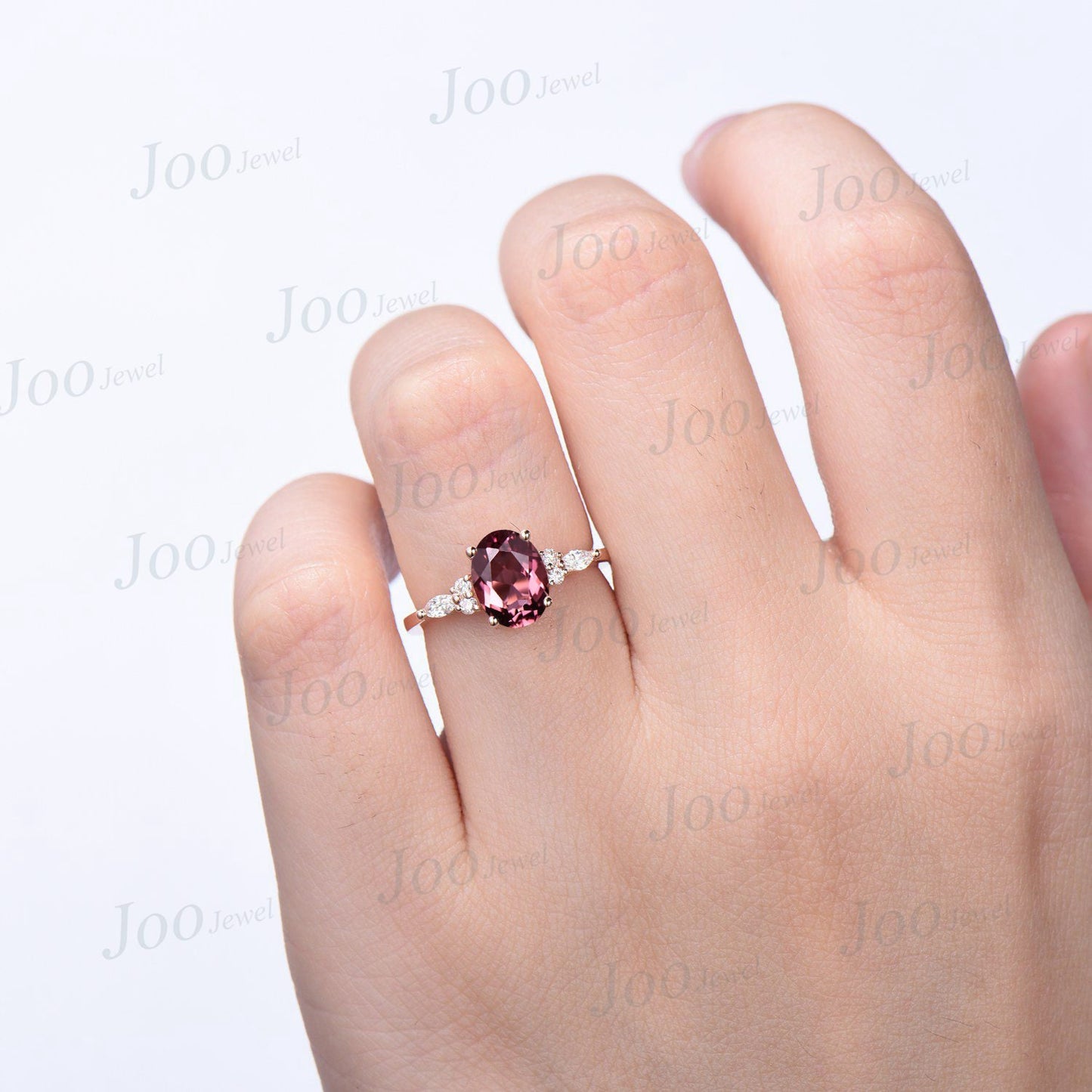 1.5ct Oval Natural Pink Tourmaline Engagement Ring October Birthstone Pink Wedding Ring Moissanite Anniversary Ring Pink Stone Ring Women