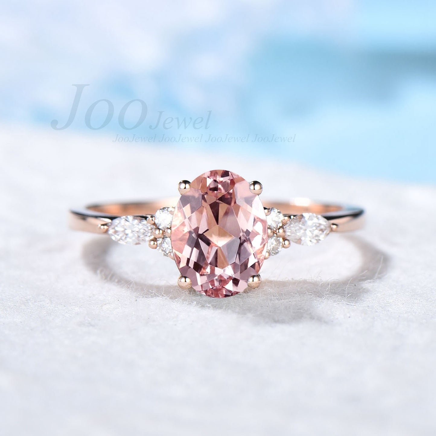 1.5ct Oval Cut Natural Pink Morganite Ring Rose Gold Morganite Engagement Ring Pink Wedding Ring Unique Promise/Anniversary Gift For Women