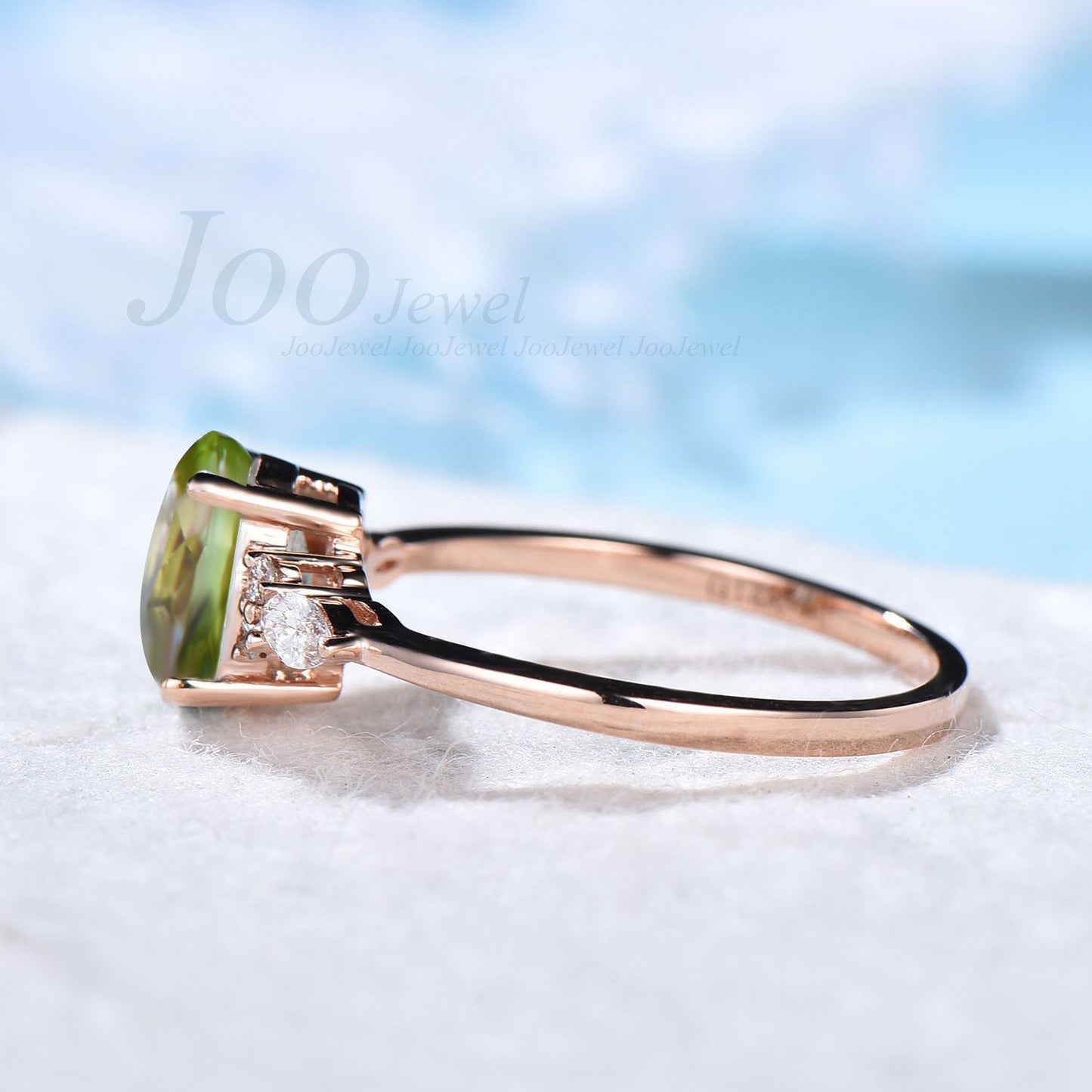 1.5ct Oval Natural Peridot Ring 10K Rose Gold Green Engagement Ring August Birthstone Wedding Ring Personalized Anniversary/Birthday Gifts