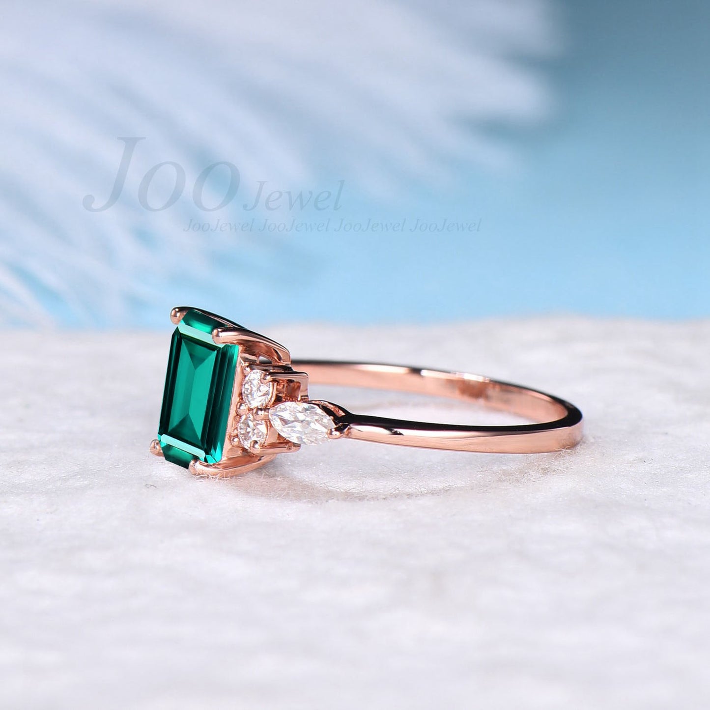 Sterling Silver Dainty 2ct Emerald Cut Green Emerald Promise Ring Vintage Green Gemstone May Birthstone Unique Birthday/Anniversary Gifts