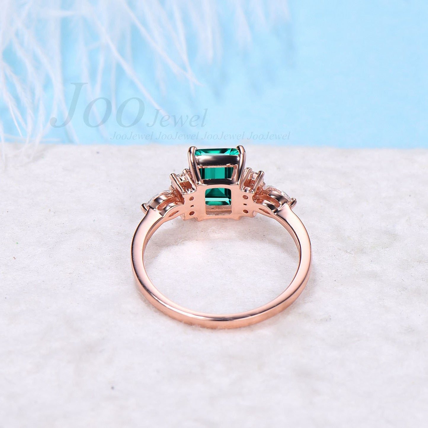 Sterling Silver Dainty 2ct Emerald Cut Green Emerald Promise Ring Vintage Green Gemstone May Birthstone Unique Birthday/Anniversary Gifts