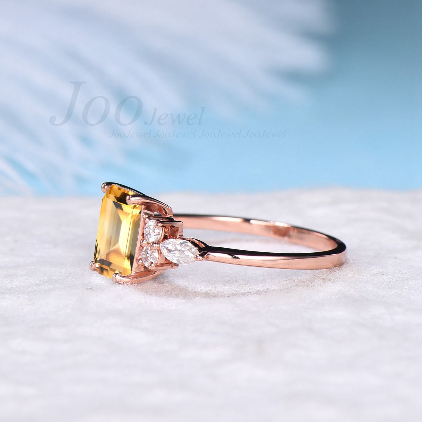 Emerald Cut Natural Citrine Ring Vintage 2ct Citrine Wedding Ring Sterling Silver Gold Citrine Engagement Ring November Birthstone Jewelry